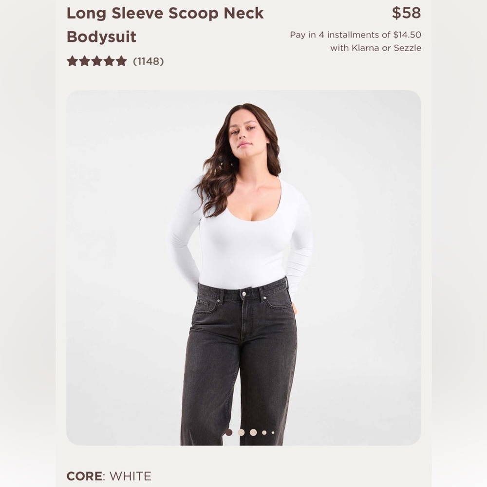Nuuds white scoop neck bodysuit XL